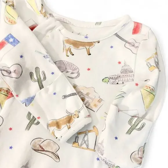 Nola Tawk Texas Kids Unisex Baby Sleeper‎ Organic Cotton Convertible Zipper PJs - Picture 3 of 8